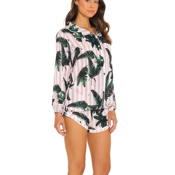 Plush X REVOLVE Long Sleeve Top and Short Pajama Set in Pink XS - Picture 2 of 9